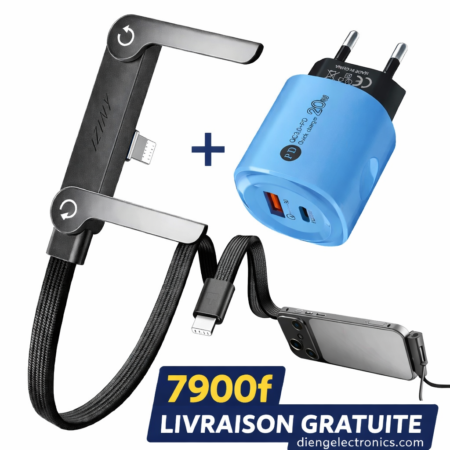 Câble de charge rapide ( 240W) 2 en 1 avec support de téléphone intègré